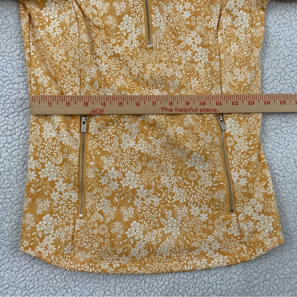 Laura Ashley Women’s XS UPF 50 Yellow Floral Slim 1/2 Zip Pullover Jacket Top - Picture 12 of 13